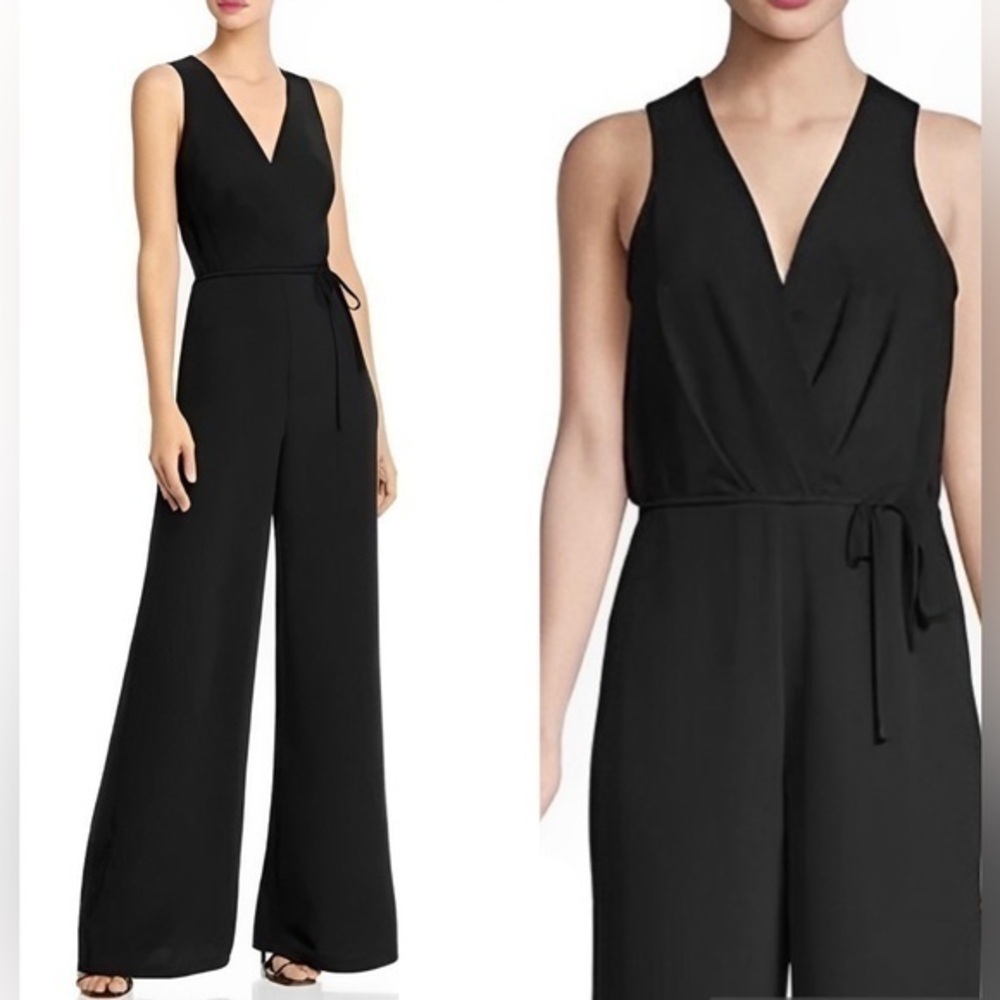 NEW LIKELY Casey Sleeveless Pleated and Tie Front Wide Leg Jumpsuit
